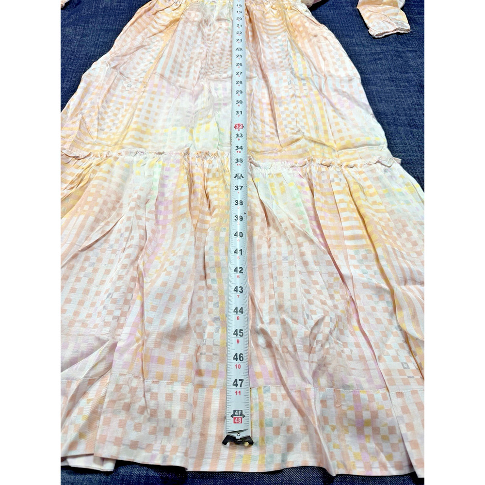 Kerri Rosenthal Reign Maxi Wrap Dress Pastel Plaid Romantic Boho Cottage Core M - Picture 6 of 11